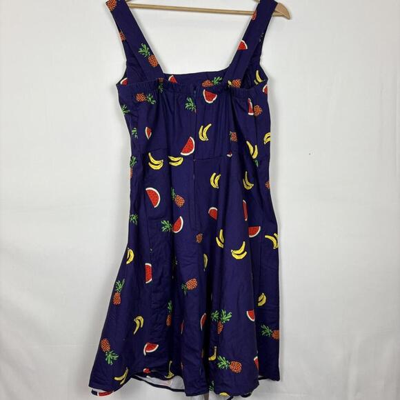 Vintage 90's Novelty Purple Fruit Print A-line Dress Size: 1x - Picture 6 of 9